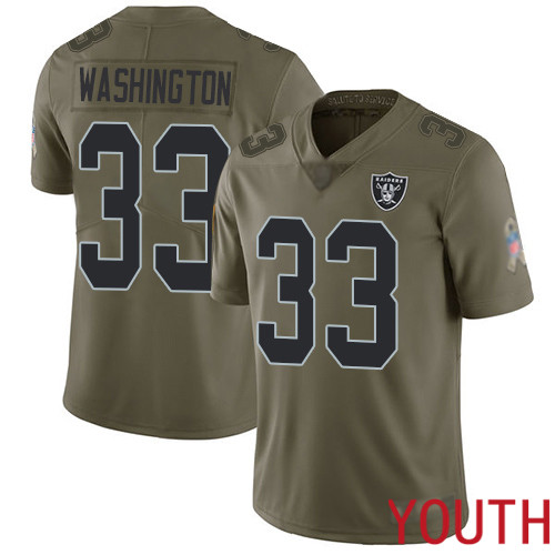 Oakland Raiders Limited Olive Youth DeAndre Washington Jersey NFL Football 33 2017 Salute to Jersey